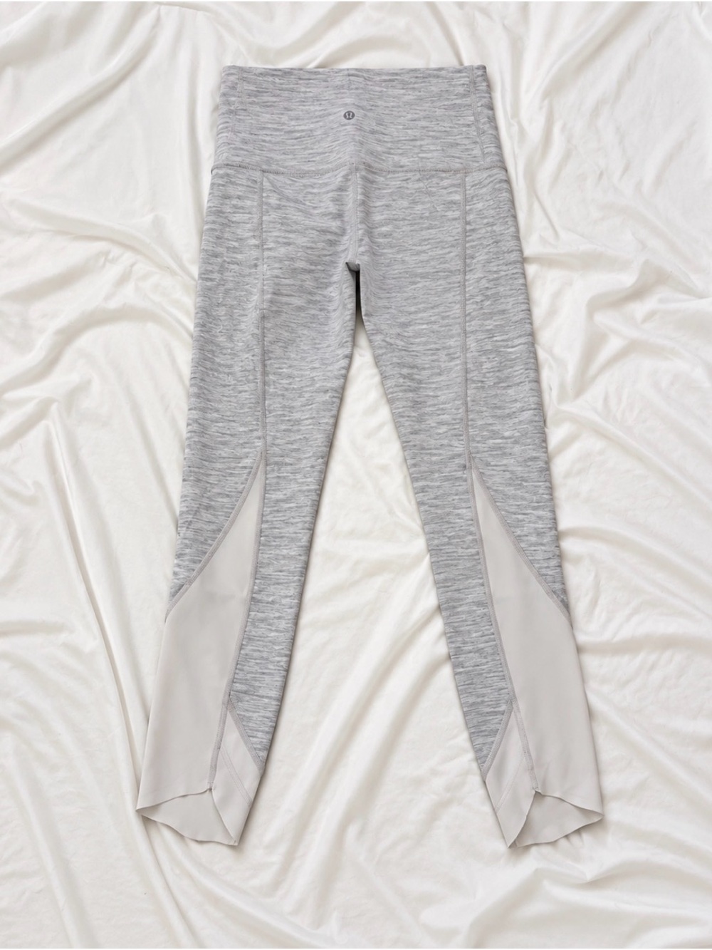 lululemon athletica Light Gray Heathered Leggings with Contrast Panels
